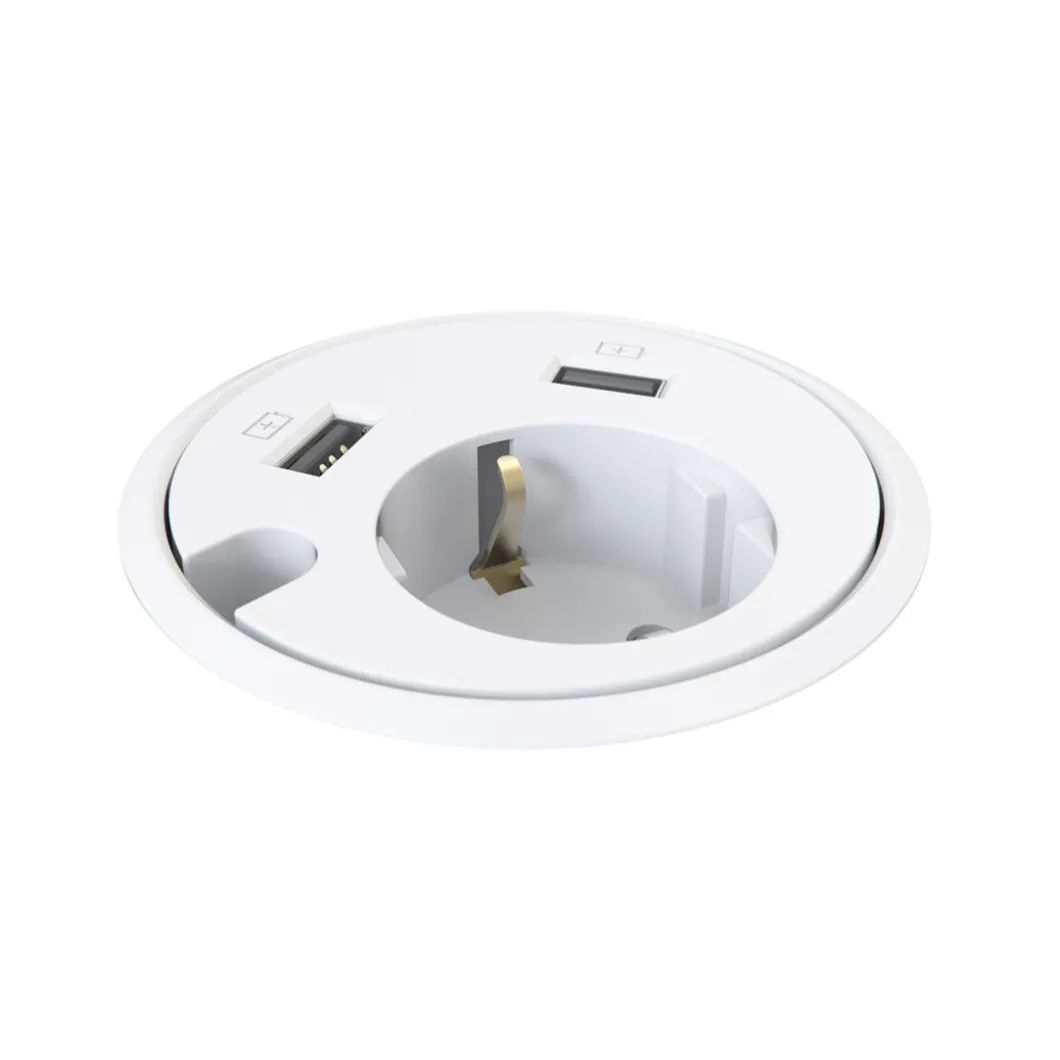 Steckdosen Für Den Schreibtisch | Zubehör^DPJ Workspace Einbausteckdose Powerdot 14 - Steckdose, 2 USB-A, Durchführungsloch