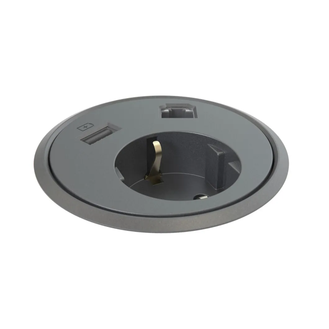Steckdosen Für Den Schreibtisch | Zubehör^DPJ Workspace Einbausteckdose Powerdot 12 - Steckdose, Netzwerk, USB-A