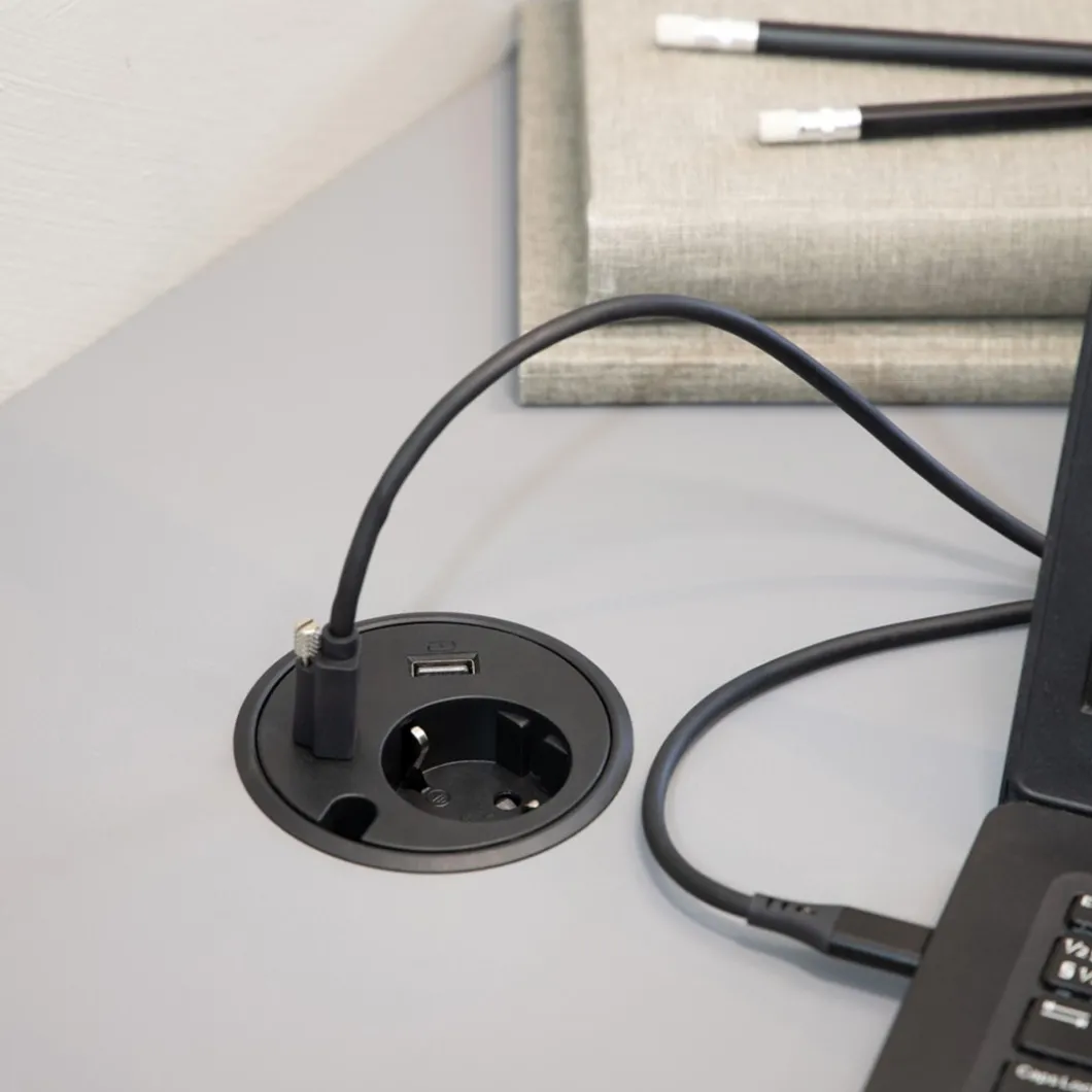 Steckdosen Für Den Schreibtisch | Zubehör^DPJ Workspace Einbausteckdose Powerdot 16 - Steckdose, USB-A, USB-C, 2 Durchführungslöcher