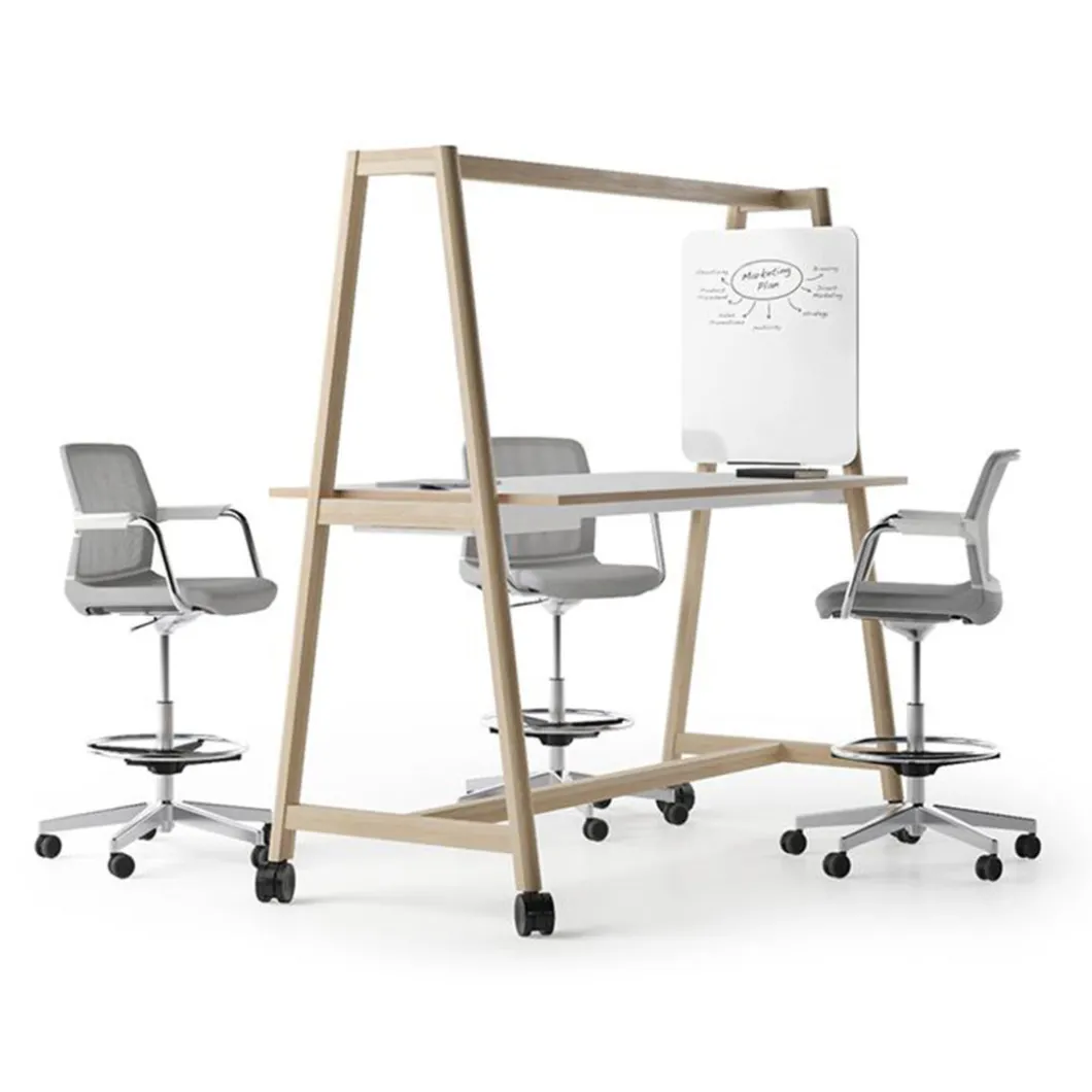 Konferenztisch^DPJ Workspace Hoher Projekttisch Nova Wood - Auf Rädern