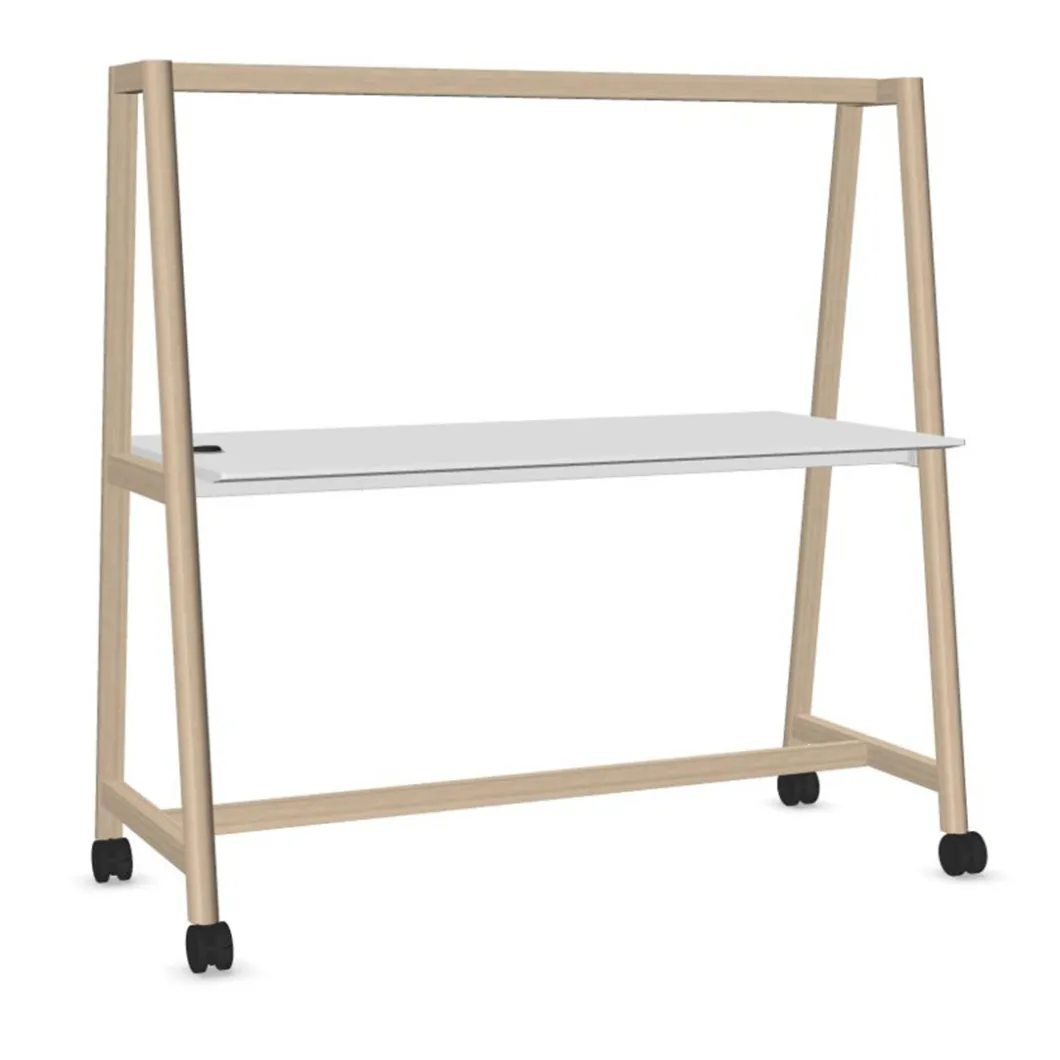 Konferenztisch^DPJ Workspace Hoher Projekttisch Nova Wood - Auf Rädern, HPL Tischplatte