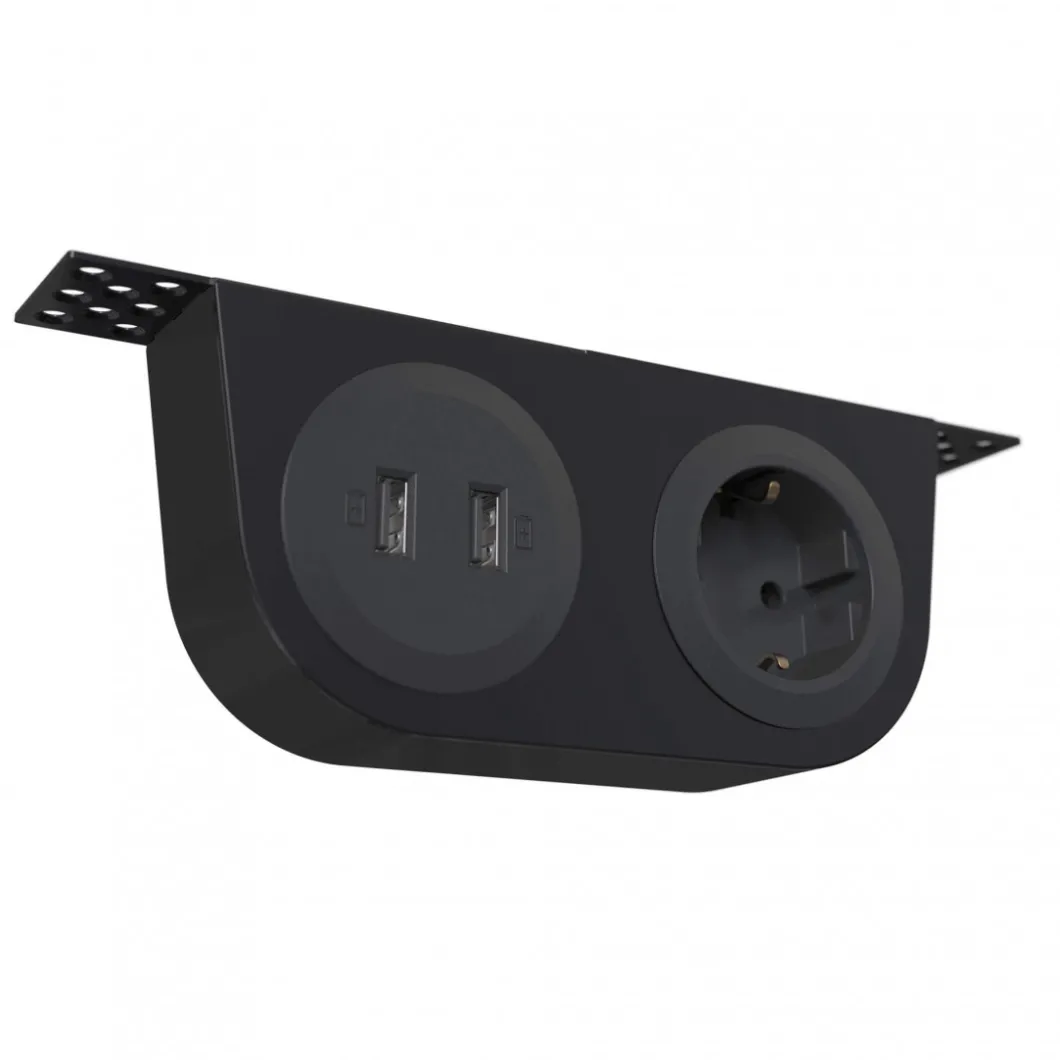 Steckdosen Für Den Schreibtisch^DPJ Workspace Konsole Powerdot Bracket Kit 03 - Inkl. Steckdose, 2 USB-A