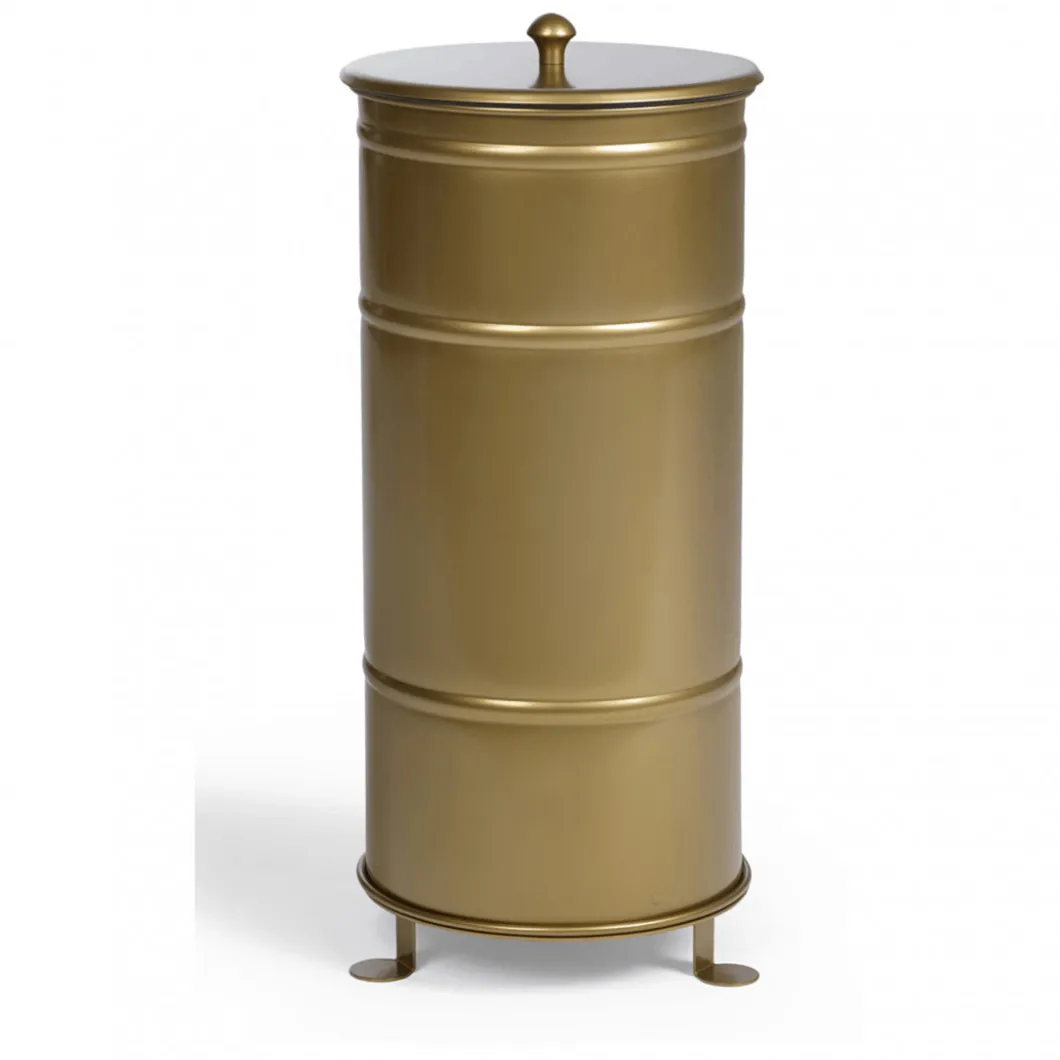 Entsorgung Und Mülltrennung^DPJ Workspace Mülleimer Brooklyn Bin Single - Gold, Deckel mit Knauf