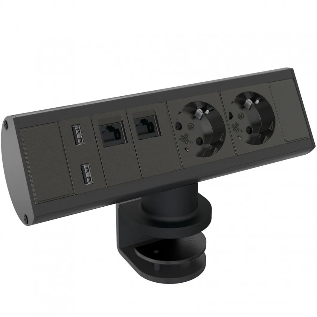 Steckdosen Für Den Schreibtisch | Zubehör^DPJ Workspace Tischsteckdose Axessline Desk - 2 Steckdosen, 2 Netzwerk, 2 USB-A