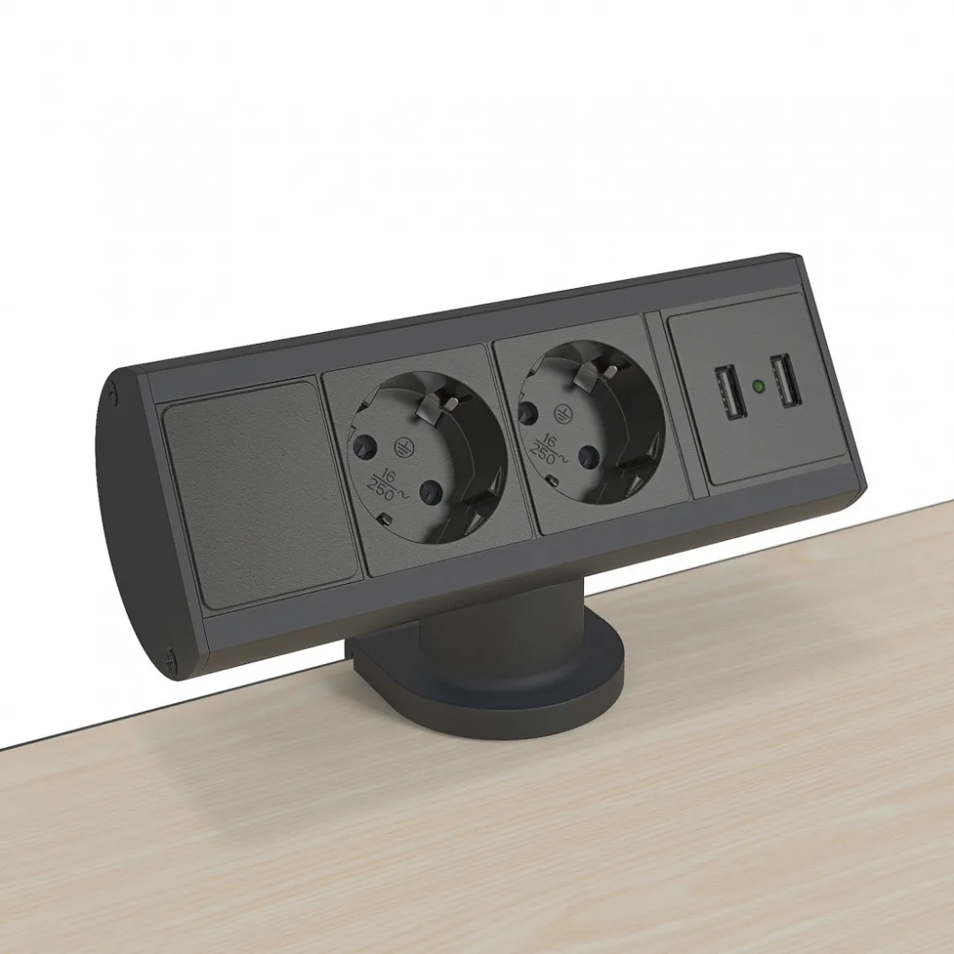 Steckdosen Für Den Schreibtisch | Zubehör^DPJ Workspace Tischsteckdose Axessline Desk - 2 Steckdosen, 2 USB-A