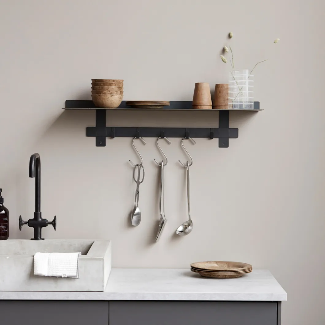 Regale & Regalsysteme^DPJ Workspace Wandregal Tag - 1 Regalboden, 5 Haken